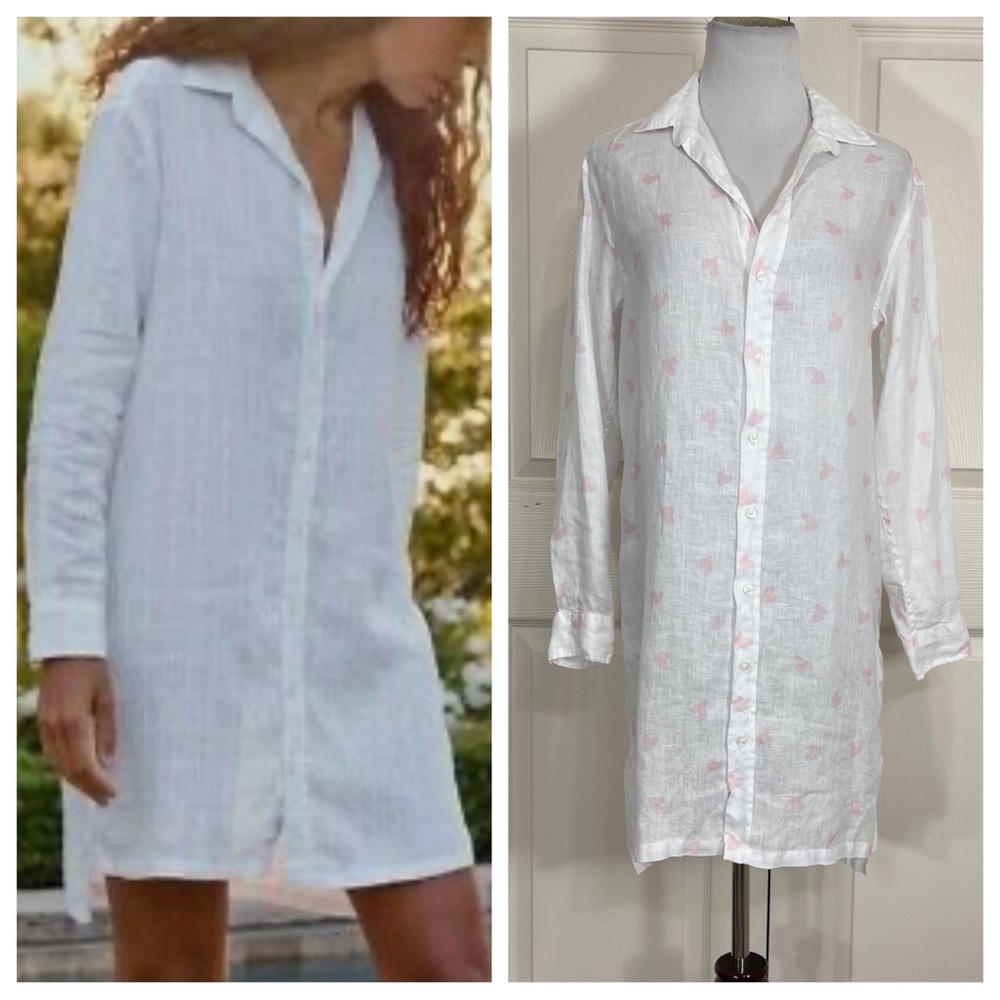 FRANK & EILEEN HUNTER LINEN SHIRTDRESS IN HEARTS PRINT